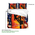 Lineman duvet cover bedding set detail showing the printed side, utility worker artwork, and soft polyester fabric