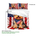 Yorkie duvet cover set showing the printable fabric side and soft lightweight polyester material