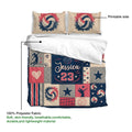 Volleyball duvet cover set showing printable artwork, soft fabric, and patchwork sports design
