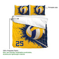 Volleyball duvet cover set detail showing the printable design, lightweight fabric, and matching pillows