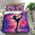 Ice skating duvet cover set presented in a bright bedroom with matching skater pillowcases