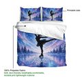 Ice skating duvet cover and pillowcases showing a silhouetted skater against a cosmic winter scene