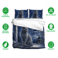 Russian Blue duvet cover bedding set displayed with matching pillowcases and soft breathable fabric features