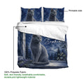 Russian Blue duvet cover set showing the printable cat artwork side and lightweight polyester fabric