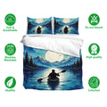 Kayak duvet cover set with mountain lake artwork, matching pillowcases, and soft breathable bedding features