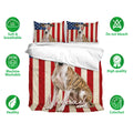 Whippet bedding set with patriotic artwork, matching pillowcases, and soft breathable fabric features