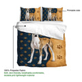Whippet duvet cover bedding set showing the printable side and 100 percent polyester fabric