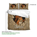 Squirrel duvet cover set feature layout showing the printed side and realistic woodland artwork