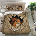 Squirrel duvet cover bedding set in a bright bedroom with detailed woodland artwork and coordinating pillowcases