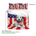 Dalmatian duvet cover with American flag artwork, printable surface, and lightweight polyester fabric