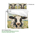 Dairy cow duvet cover set featuring printable daisy field artwork and lightweight fabric details