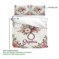 Nurse duvet cover with floral stethoscope artwork shown across the printable front side