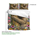 Sloth duvet cover bedding set showing the printed side and lightweight polyester fabric detail