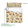 Sloth duvet cover set shown with printable artwork side and lightweight polyester fabric detail