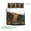 Giraffe duvet cover set detail showing the printed side, soft white reverse, and vivid stained-glass style design