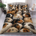 Guinea pig duvet cover set displayed on a modern bed with colorful multicolor pet artwork