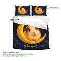 Guinea pig duvet cover detail showing the printed moon, starry night artwork, and soft lightweight fabric