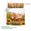 Pig duvet cover bedding set showing the printed side, soft fabric, and sunflower farm artwork