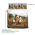 Goat duvet cover bedding set showing the printed side, soft polyester fabric, and matching farm scene pillowcases