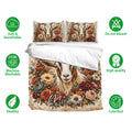 Goat duvet cover set with matching floral pillowcases shown in a full bedroom bedding presentation