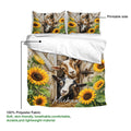 Goat duvet cover bedding with sunflower barn artwork and a soft polyester fabric callout