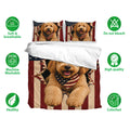 Labradoodle duvet cover set with matching pillowcases and soft breathable fabric feature callouts