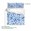 Diabetes awareness duvet cover set displaying blue ribbon artwork, floral motifs, and soft polyester fabric