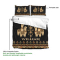 Alpaca bedding set showing the printable side, soft polyester fabric, and repeating geometric textile artwork