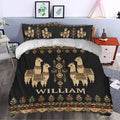 Boho alpaca duvet cover set styled in a bedroom with earthy geometric patterns and matching pillowcases