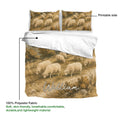 Sheep duvet cover bedding set detail showing the printed side and lightweight polyester fabric