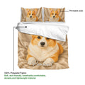 Corgi duvet cover bedding set detail showing the printed side, soft fabric, and matching pillowcases