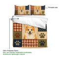 Corgi duvet cover bedding set with printed side detail and colorful plaid patchwork artwork