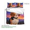 Beagle duvet cover bedding set with printable artwork, polyester fabric detail, and a full-size layout presentation