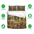 Beagle bedding set shown with matching pillowcases and soft breathable fabric feature icons