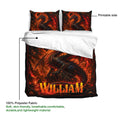Dragon duvet cover set showing the printable artwork side and lightweight polyester fabric detail