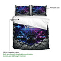 DJ duvet cover set showing a printable artwork side, matching pillowcases, and soft lightweight polyester fabric
