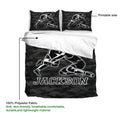 Black wrestling bedding set showing the printed duvet cover side and matching pillowcase artwork