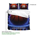 Basketball duvet cover set detail with printable surface and soft polyester fabric callout