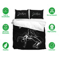 Wrestling duvet cover bedding set shown with matching pillows and soft breathable fabric icons