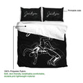 Wrestling duvet cover set product view showing grappling artwork, printable side, and polyester fabric
