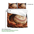 Baseball duvet cover set diagram showing the printable side and soft polyester fabric