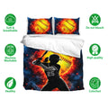 Softball duvet cover bedding set with fiery softball artwork, matching pillowcases, and breathable bedding presentation