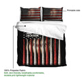 Baseball duvet cover detail showing the printed side, bat artwork, star accents, and breathable fabric callout