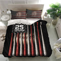 Baseball bedding set presented in a modern bedroom with matching pillows and bold vintage-style bat graphics