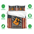 Guitar bedding set featuring acoustic guitar artwork with patriotic colors and breathable fabric details