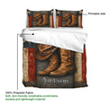 Cowboy duvet cover set showing printed side, soft polyester fabric, and western hat and boot artwork