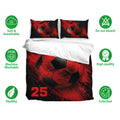 Red and black soccer bedding set featuring a large ball design with soft breathable fabric details
