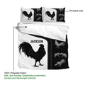 Chicken duvet cover set detail showing the printable side, soft polyester fabric, and rooster design