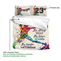 Softball bedding set detail showing vibrant player artwork, printable design, and lightweight fabric