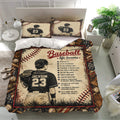Vintage baseball duvet cover set with player pillowcases, baseball graphics, gloves, and bedroom decor styling